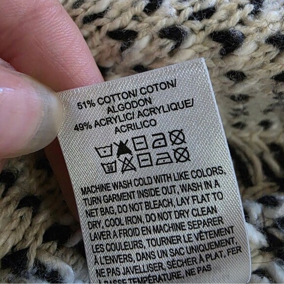 Black and Cream Women's Sweater Lucky Brand Cardigan Chevron Size Large - Picture 4 of 4